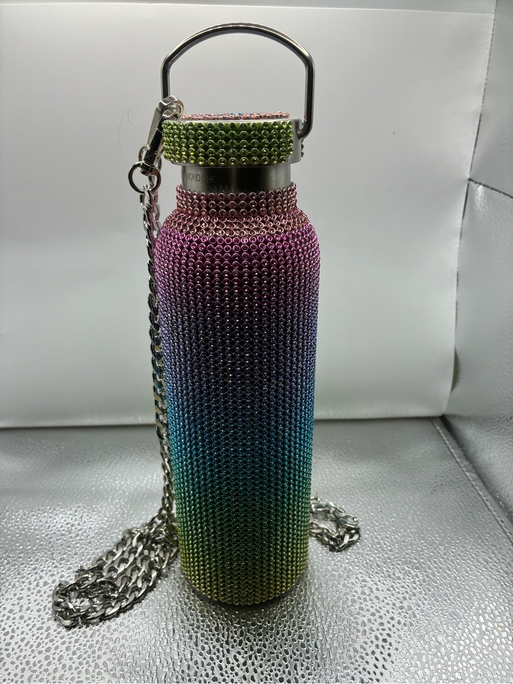 Rhinestone Ombre Crossbody Bottle Bag - Rainbow